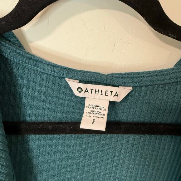 Athleta Women's Harmony Pose Cardigan Sweater Hooded Duster Wrap Blue Small - Picture 3 of 8